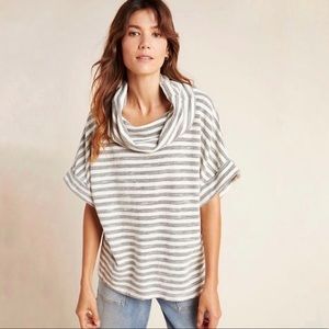 Anthropologie T.La Womens Cowl Neck Stripes Pullover Top Size Small